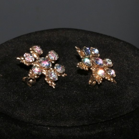 SNOWFLAKE Pair of Brooch Pins Clear Rhinestone - Picture 4 of 7